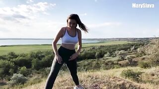A girl was fucked during her outdoor training session