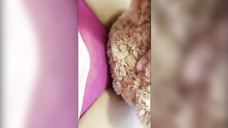 Girl is horny, humping her teddy bear passionately