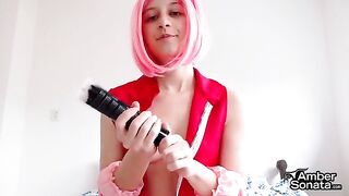 Sakura teaches how to masturbate with her sexy legs up