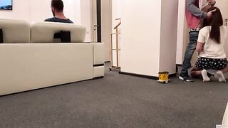 A delivery guy was screwed by a cheating wife, feeding him cum in coffee
