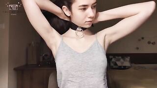 The cute girl is preparing for the BDSM casting session