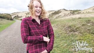 A girl was almost caught while flashing and fucking her dildo on the beach