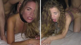 Petite babes Eveline and Sabrina in rough action