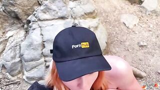 A pretty girl is fucking with a guy in nature, exploring her wild side