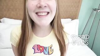 Redhead teen with freckles and red pubic hair gets her pussy eaten and fucked