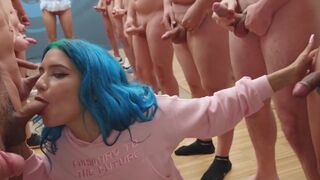 Min Galilea swallows a huge amount of cum in a hot bukkake scene
