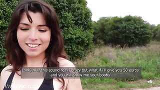 A pretty runner girl is having fun with boyfriend outdoors