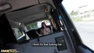 Skinny Spanish babe masturbates and fucks in the backseat of a taxi