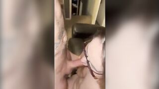 A hot tattoo girl fucks her wife while the husband is at work