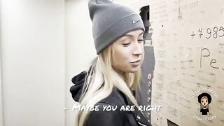 A hot blonde fucks with her neighbor, while her husband is watching TV