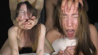 Petite teen fucked hard by a big cock in a rough session