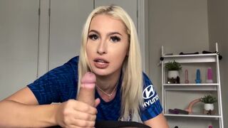 A cute small blonde was fucked in doggy after receiving the trophy