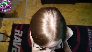 Pervert student Tiny Emily gets her glasses full of cum