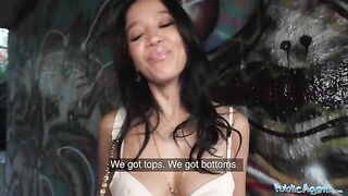Natural model Asia Vargas fucked outdoors for cash