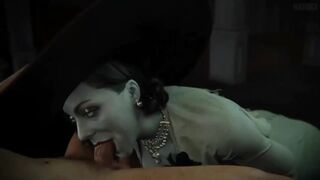 Lady Dimitrescu sucking with a focus on intense sound effects