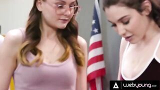Two cute girls are fucking each other in detention