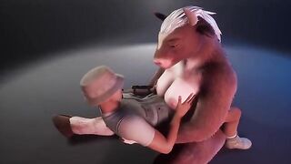Furry cow helps the ranger with milk in this funny animation