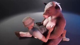 Furry cow helps the ranger with milk in this funny animation