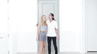 Skinny blonde Madison Summers gets fucked in the kitchen passionately