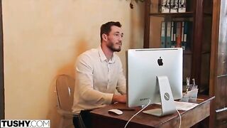 A sexy woman named Nancy has anal sex with her pretty young coworker