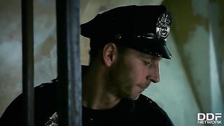 Hot FFM threesome with Rosella Visconti and Kathia Nobili in police station
