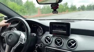 Babe buys a used car and fucks the seller in it, chatting Italian