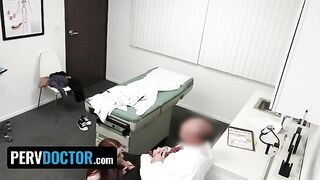 The insurance of a ginger teen expired, so she paid the doctor with her pussy