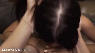 The friend taught Maryana Rose to ride for a hard cock
