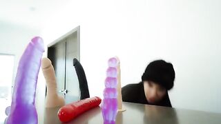 I fuck my ass and pussy with neighbor's dildos until I squirt, exclusive HD