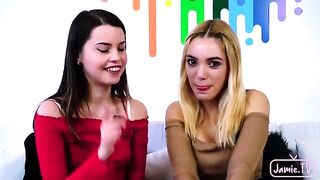 Two cute girls share a cock of Nico Nice in an intense threesome