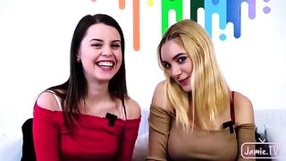Two cute girls share a cock of Nico Nice in an intense threesome