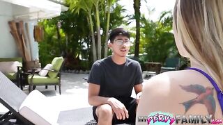 A slutty stepsister got caught and tried to hide her secret by giving a blowjob