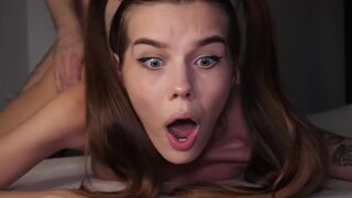The hottest teen gets her asshole gapped by a huge cock in intense action