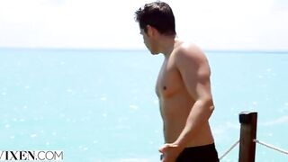 Petite babe Gianna Dior gets banged on the beach in HD