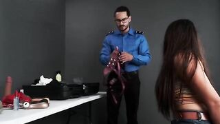 The agent checked my belongings at the airport and found something suspicious