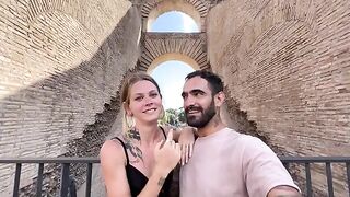 Petite blonde is roaming and moaning in Rome with her partner