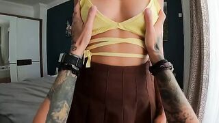The pretty woman has a great skill in sucking cock and swallowing cum