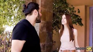 Red-haired beauty calmed down by having sex with a handsome man
