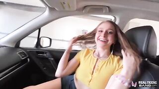 Skinny teen Laney Grey with bubble butt gets her hairy pussy railed hard