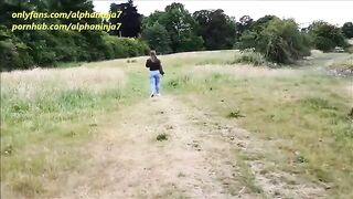 Couple fucked outdoors in the park, she loves public sex and risky fun