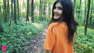 A girl on a walk in the forest got a portion of sperm