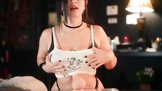 Gothic egg enjoys riding and sucking cock with her big tits