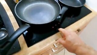 Bad Volodya fucked in the kitchen while making Asian rice