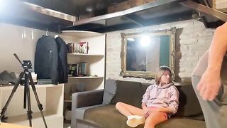 The man fucks a girl in her tiny pussy at home hard