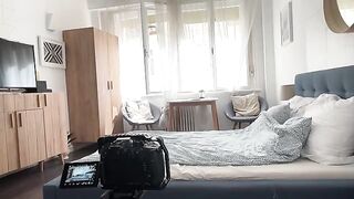 A girl is saying goodbye to her lover in a very intimate way