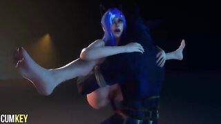 Furry girl is getting banged by a huge dick of monster in 3D