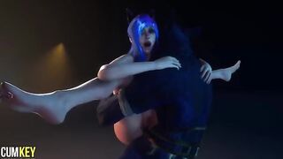 Furry girl is getting banged by a huge dick of monster in 3D