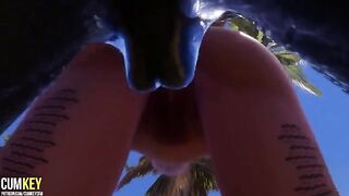Two sexy girls are having fun with a monster with a big cock