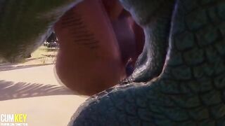 Two sexy girls are having fun with a monster with a big cock