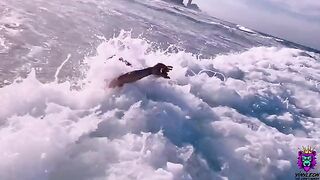 The girl is having fun at the beach and gets fucked hard